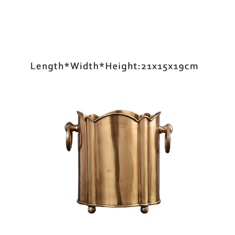Brass Wine Ice Bucket Whiskey Cooler European Style Luxury Pure Copper Wine Barrel Holder Home Decoration Bar Whiskey Buckets