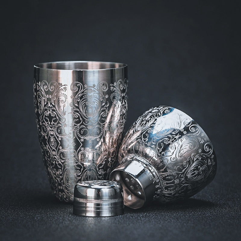 Stainless Steel Engraved Cocktail Shaker