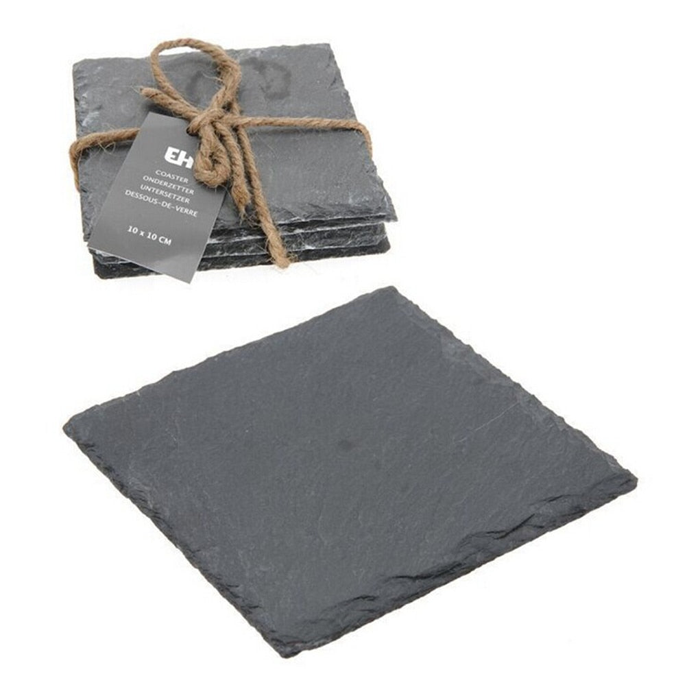 4 piece Black Slate Coasters