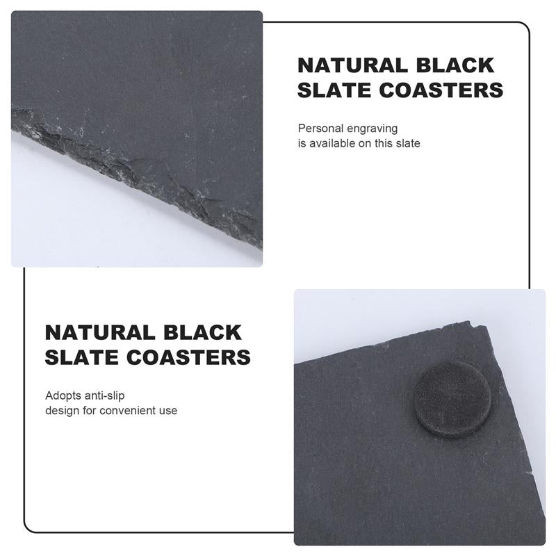 4 piece Black Slate Coasters