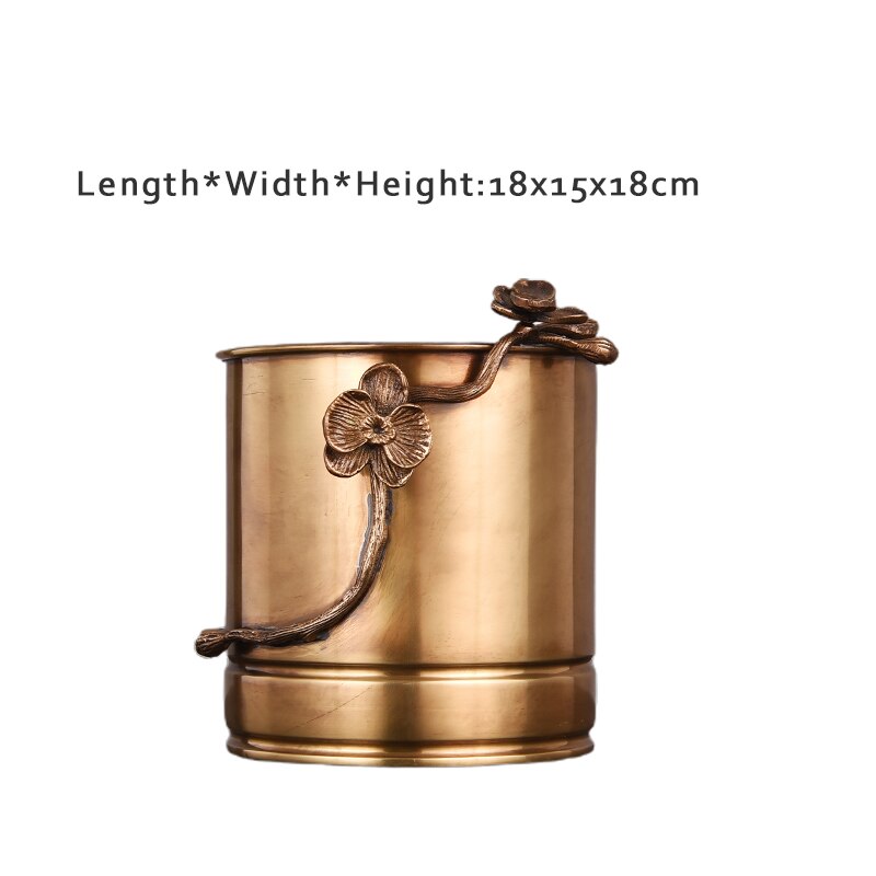 Brass Wine Ice Bucket Whiskey Cooler European Style Luxury Pure Copper Wine Barrel Holder Home Decoration Bar Whiskey Buckets