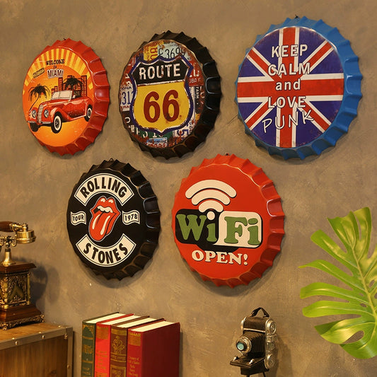 Retro American Style Bar Wall Pendant Industrial Style Creative Wall Decorations Barbecue Shop Ugly Wall Wall Hangings