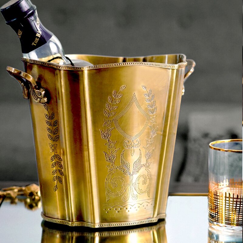 Hand Carved Brass Ice Buckets