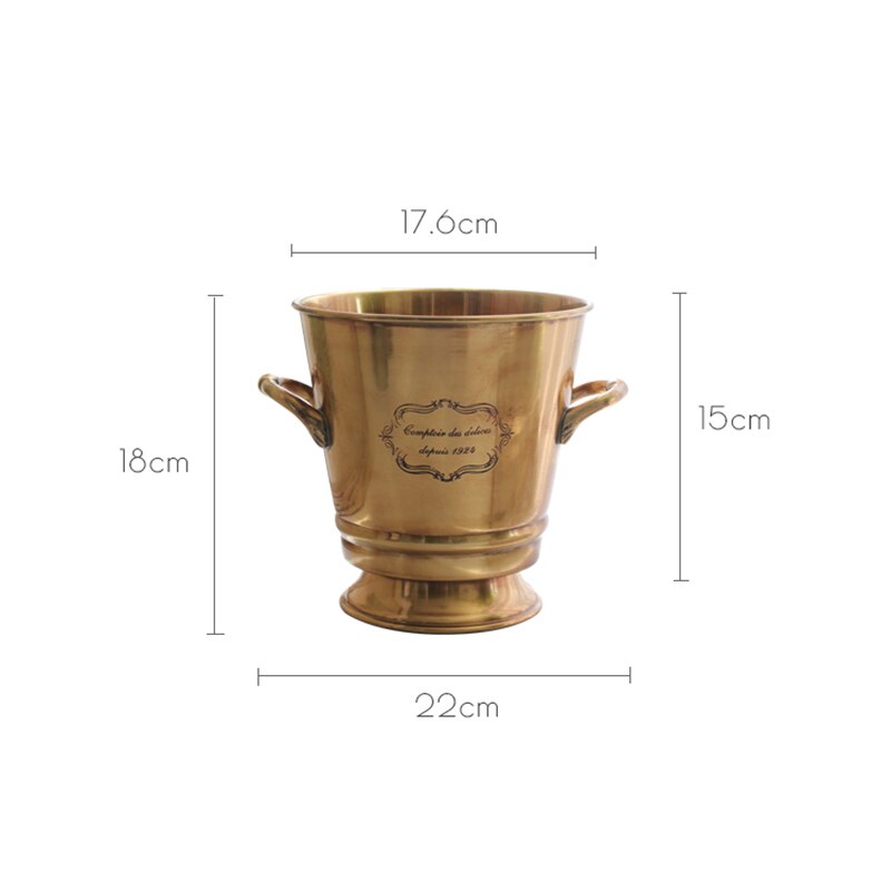 Brass Wine Ice Bucket Whiskey Cooler European Style Luxury Pure Copper Wine Barrel Holder Home Decoration Bar Whiskey Buckets