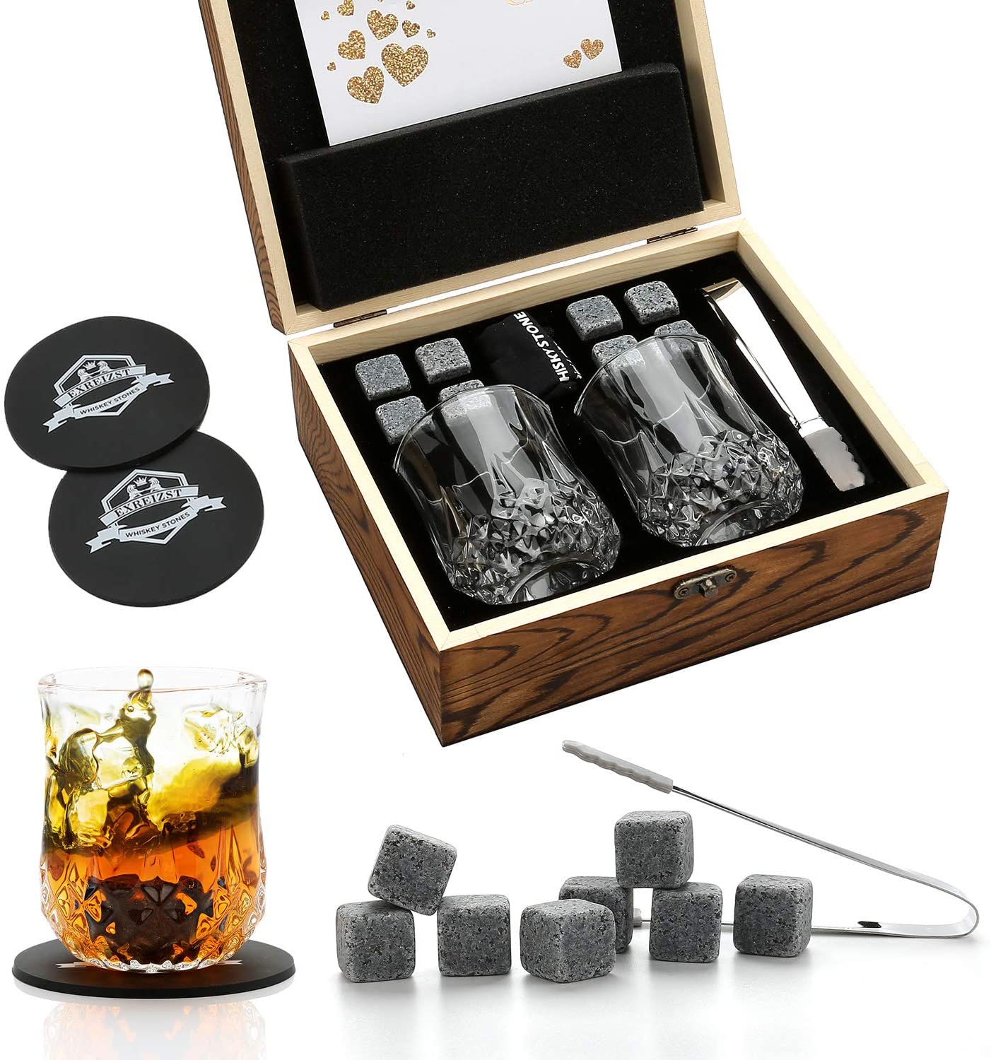 Whiskey Stones Gift Set - Whiskey Glass Set of 2