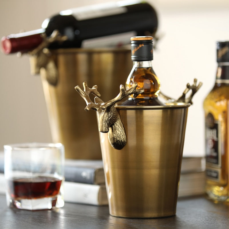 Copper Deer Head Ice Bucket